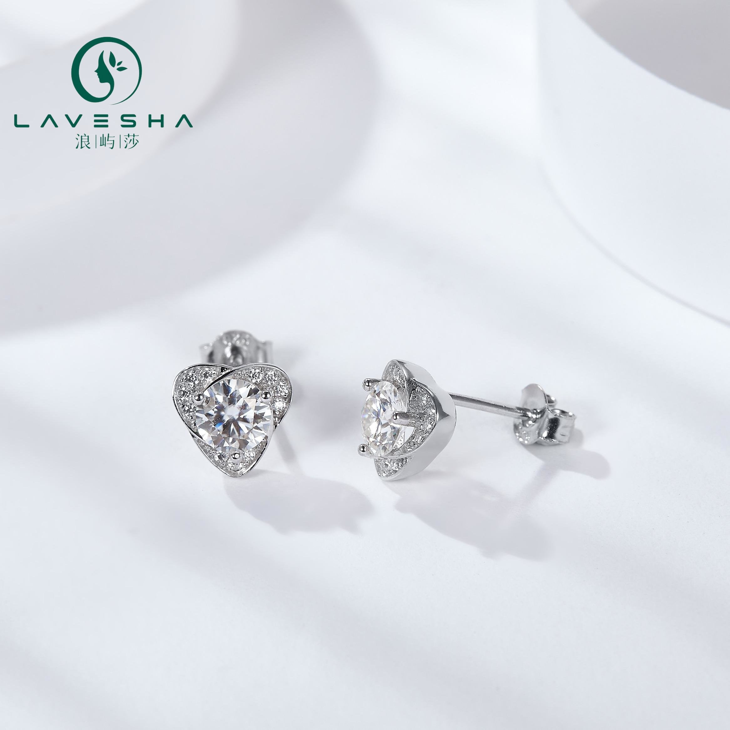 No.7 LAVESHA EM4024E 0.5 CTW*2 6A Moissanite 18K S925 Stud Earrings