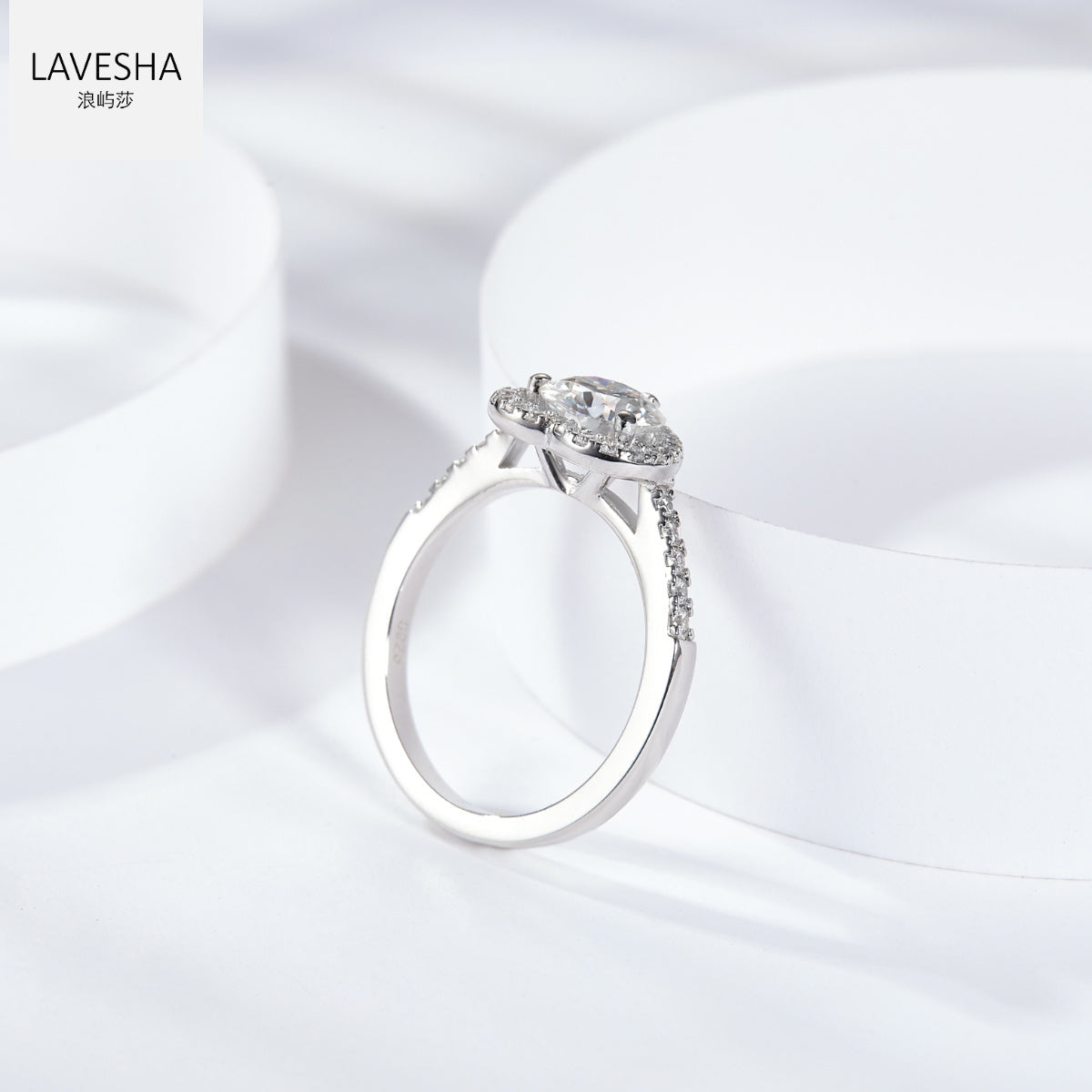 No.27 LAVESHA RM1012 0.5/1.0 CTW Heart Halo 6A Moissanite 18K S925  Band Ring with Side Stones Accent 719