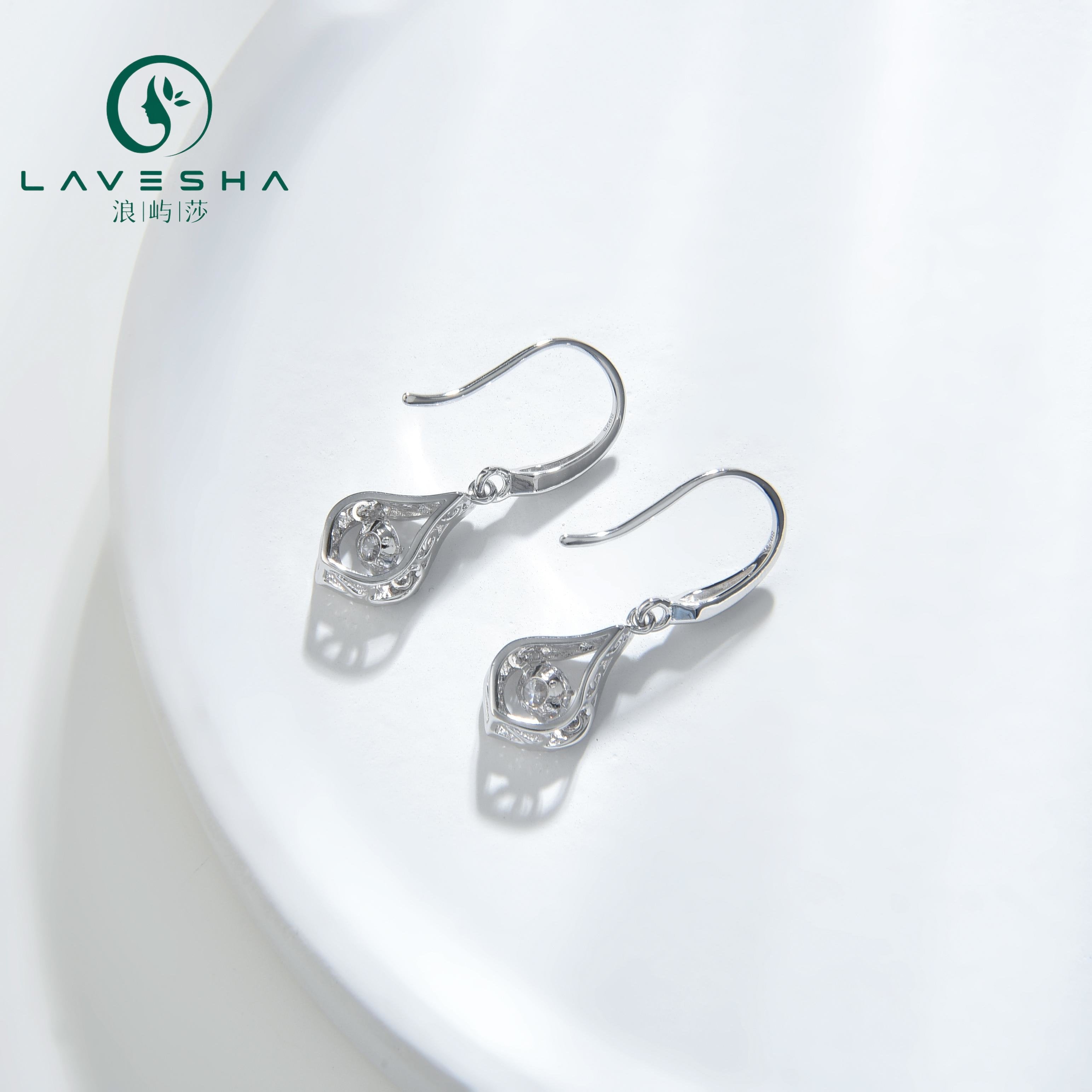 No.30 LAVESHA JE0579C-1  0.3 CTW 6A Moissanite 18K S925Pears-in-pair Hook Earring