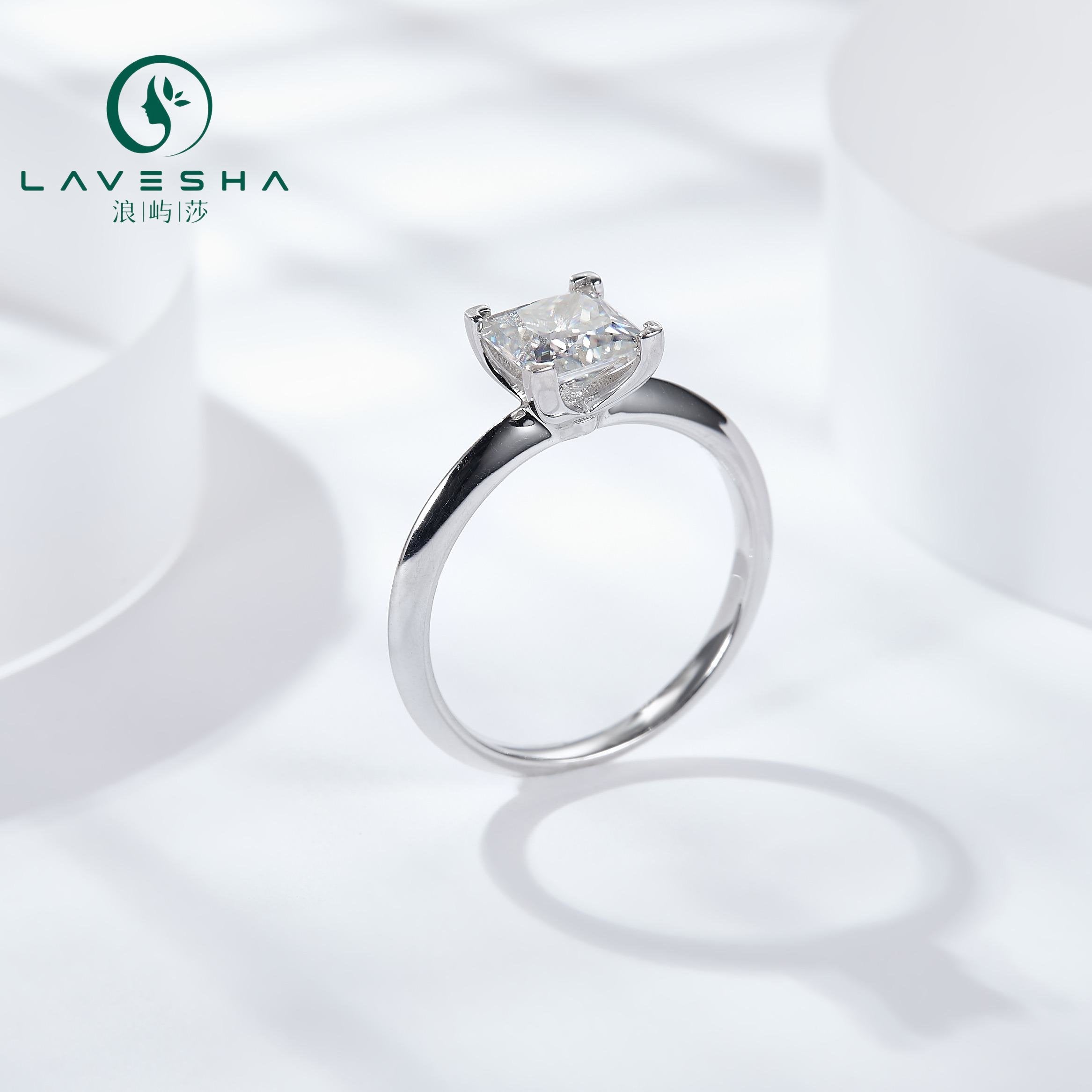 No.34 LAVESHA RM1038 1.2 CTW Classical Princess Cut 6A Moissanite Ring 18K S925 Knife Edge 719