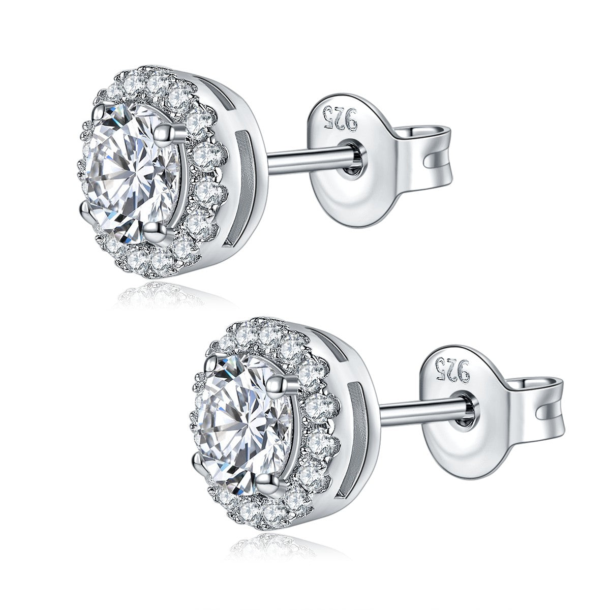 No.2 LAVESHA EM4006 0.5/1.0 CTW*2 Halo Round cut 6A Moissanite 18K S925 Stud Earrings