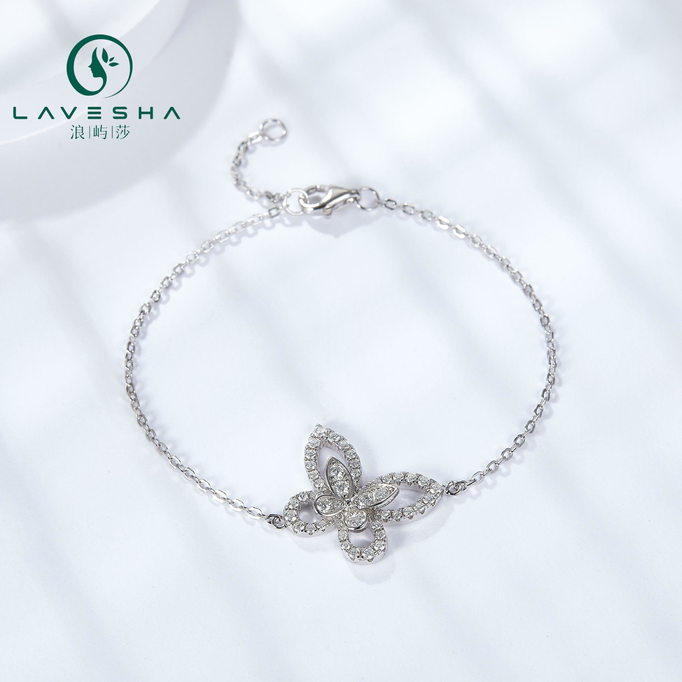 BNo.3 LAVESHA BM6004O 18K S925 Butterfly 6A Moissanite Chain Bracelet  Adjustable Length 719