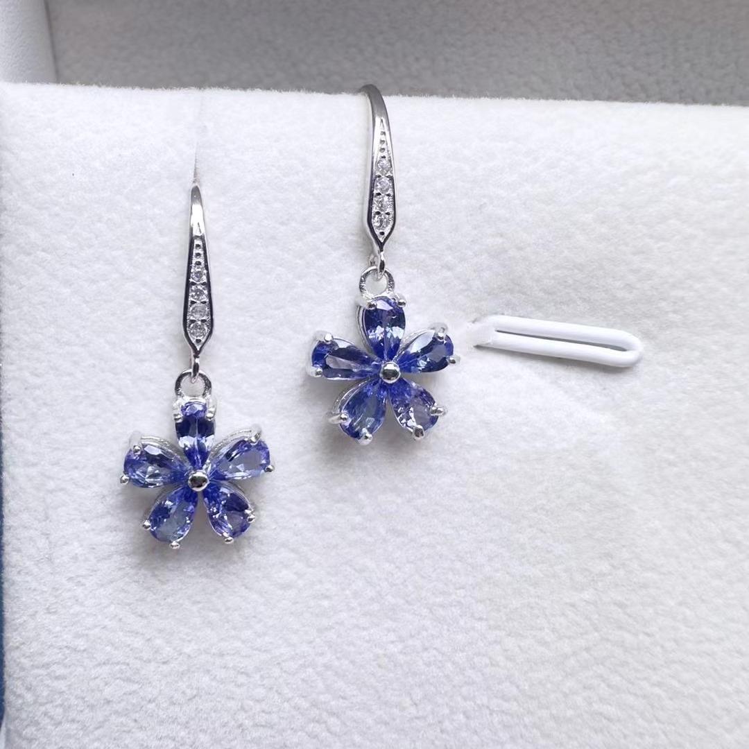 Baceda Tanzanite S925 Silver Earrings Special-Shaped