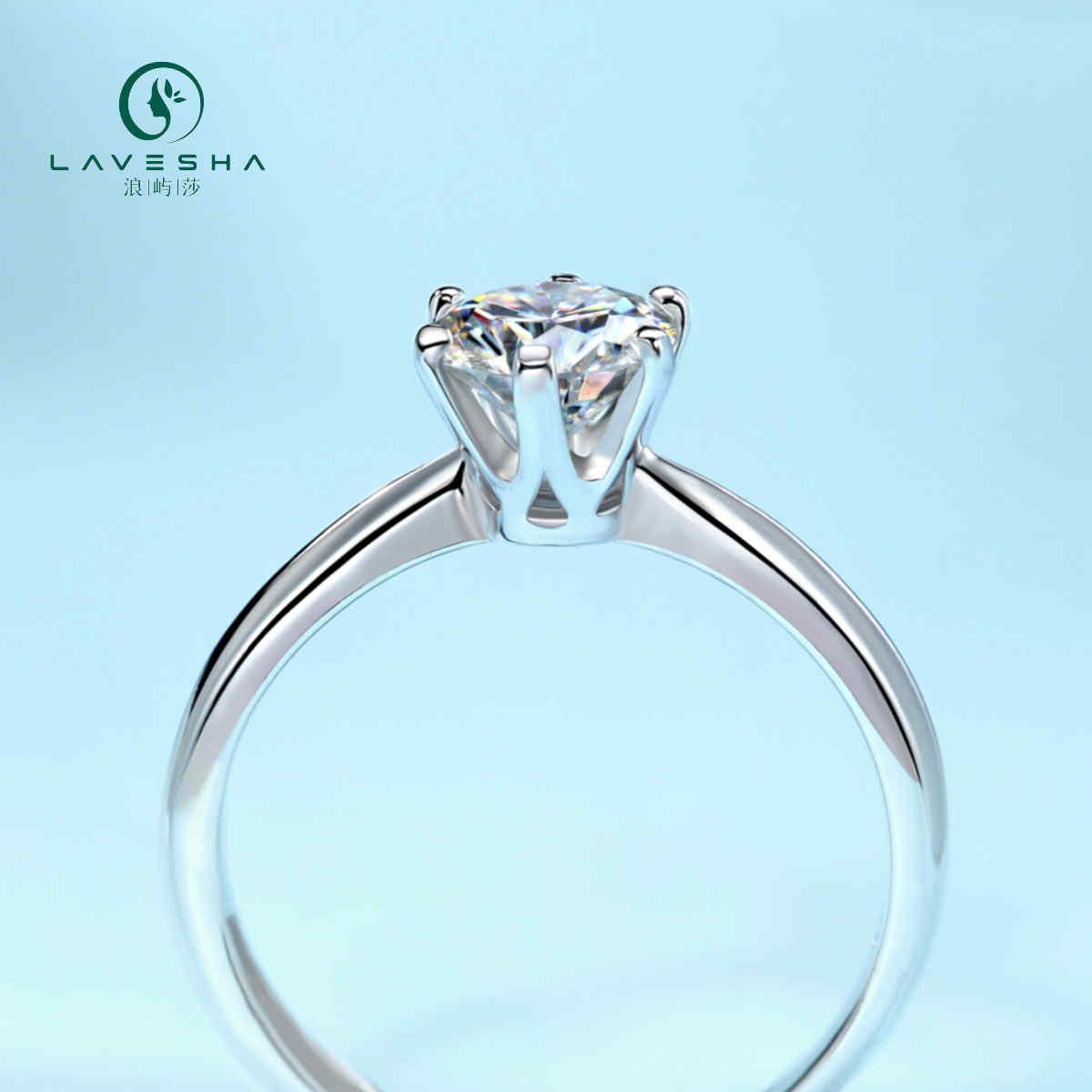 AD3 LAVESHA R9094-6.5 Signature 6 Prongs 1.0 CTW 5A Round Moissanite S925 Adjustable Band Ring