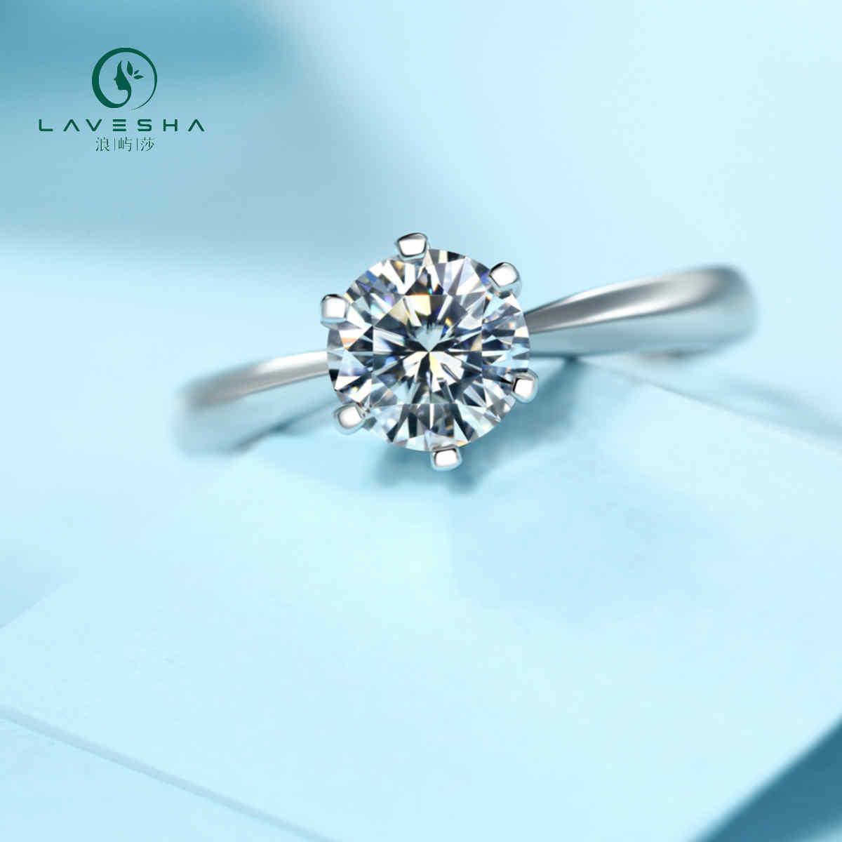 AD3 LAVESHA R9094-6.5 Signature 6 Prongs 1.0 CTW 5A Round Moissanite S925 Adjustable Band Ring