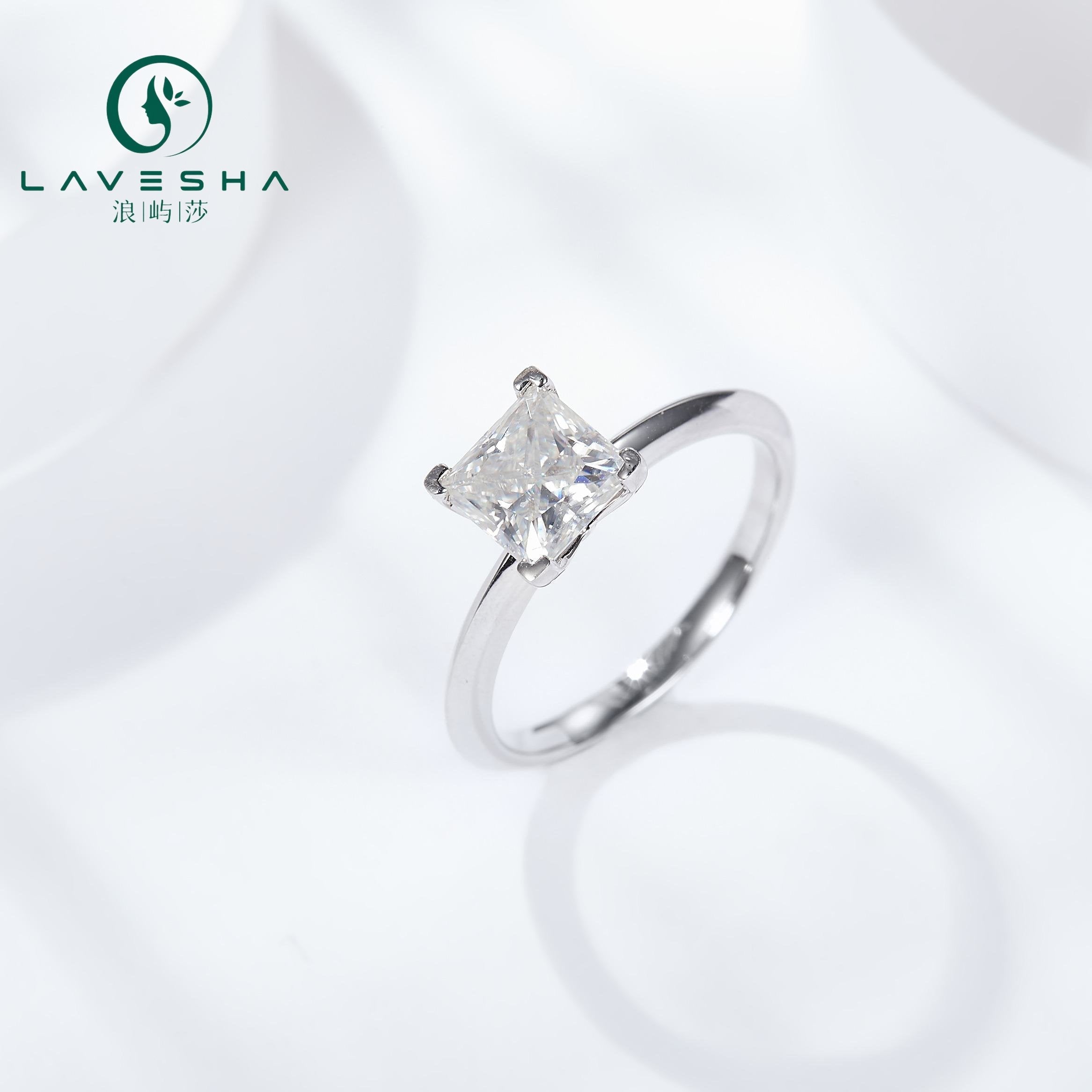 No.34 LAVESHA RM1038 1.2 CTW Classical Princess Cut 6A Moissanite Ring 18K S925 Knife Edge 719