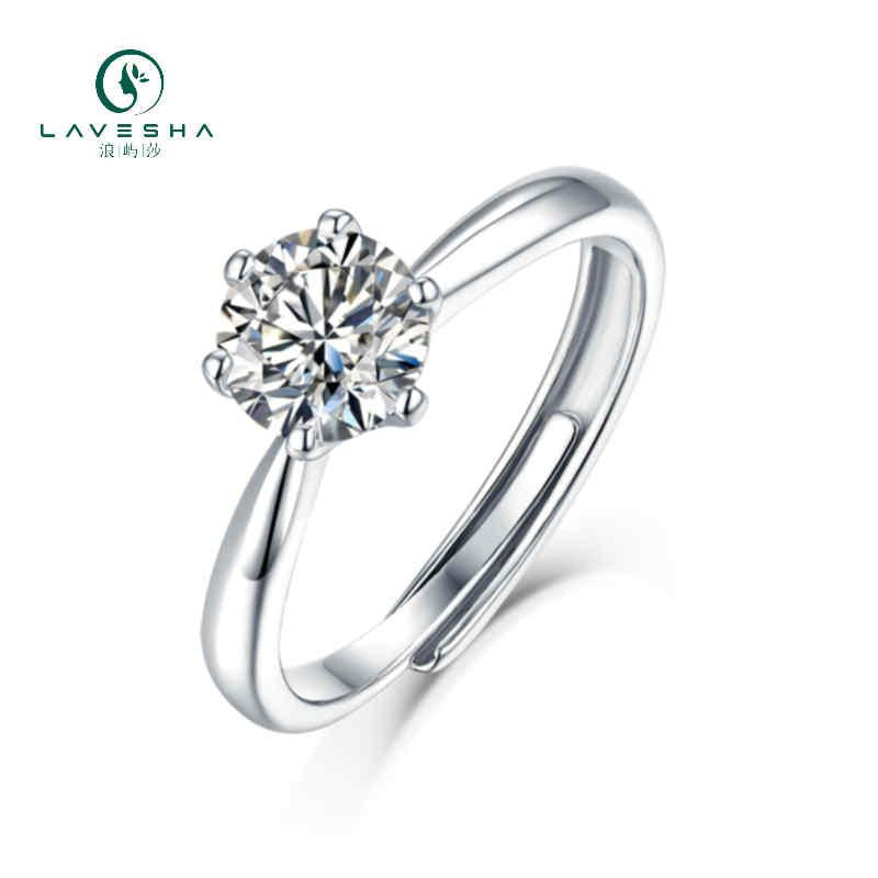 AD3 LAVESHA R9094-6.5 Signature 6 Prongs 1.0 CTW 5A Round Moissanite S925 Adjustable Band Ring