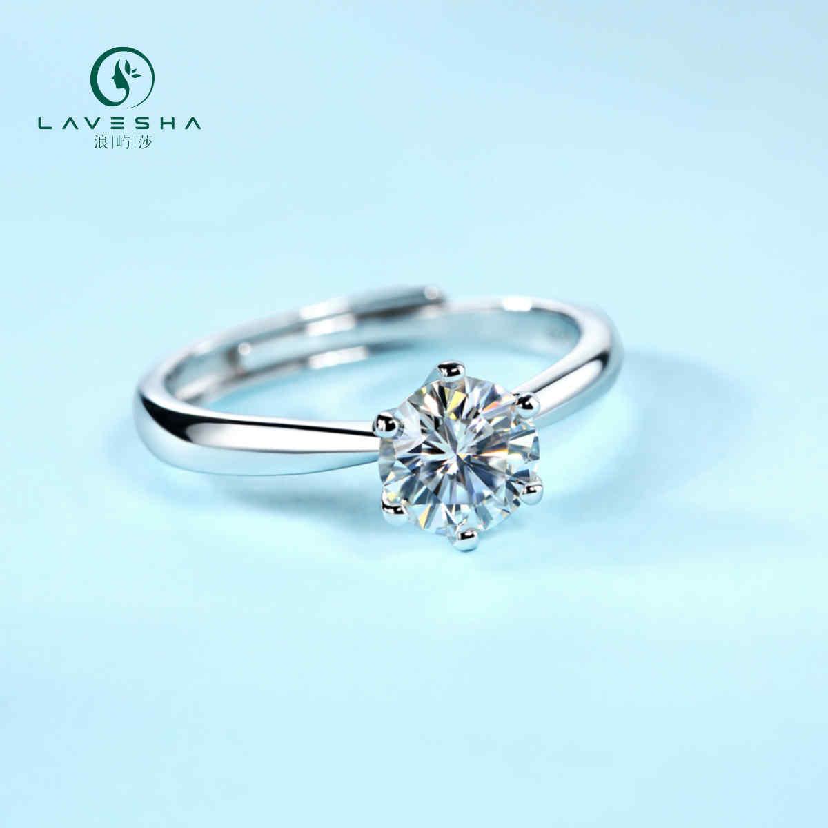 AD3 LAVESHA R9094-6.5 Signature 6 Prongs 1.0 CTW 5A Round Moissanite S925 Adjustable Band Ring