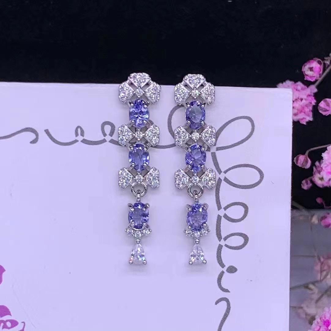 Baceda Tanzanite S925 Silver Earrings Special-Shaped