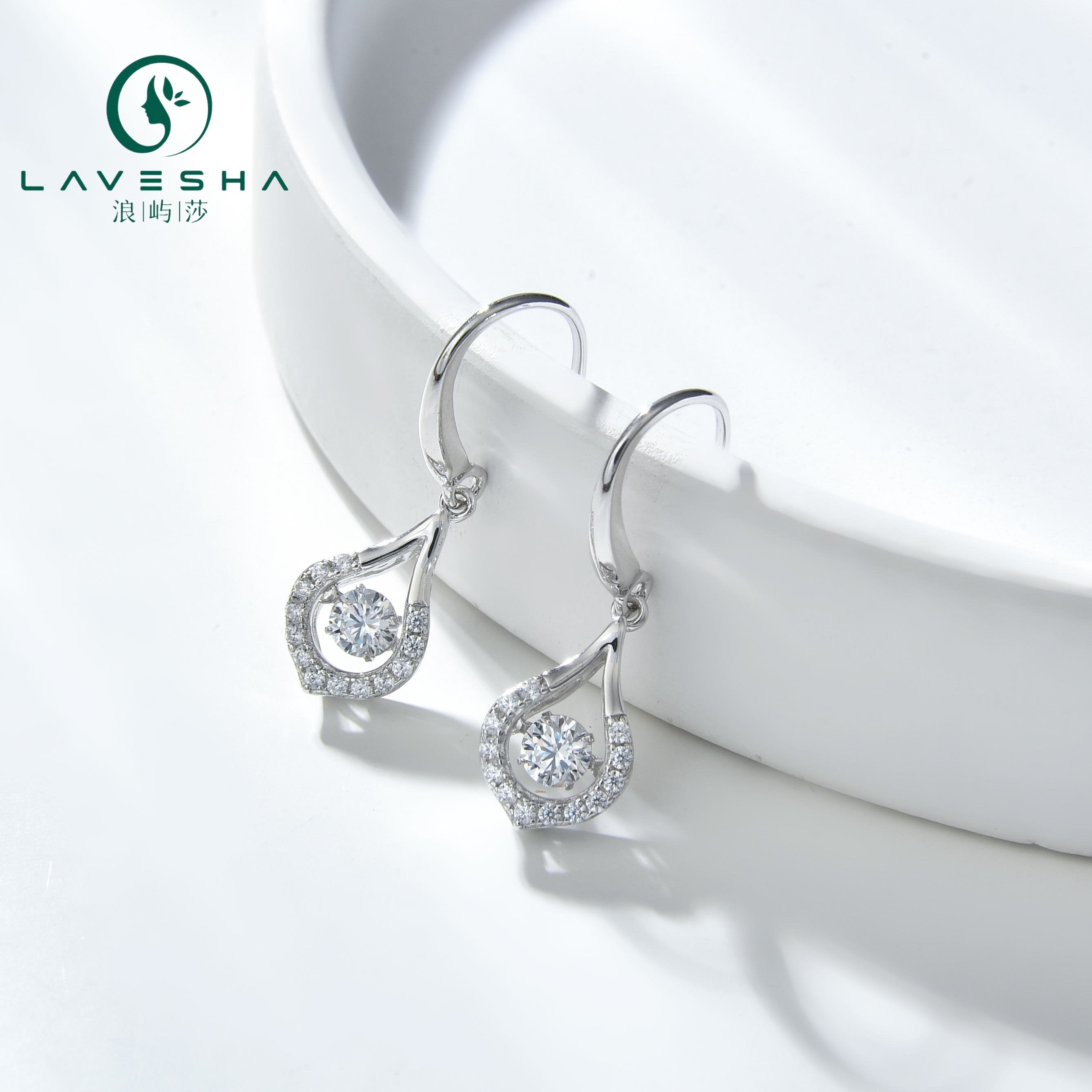 No.30 LAVESHA JE0579C-1  0.3 CTW 6A Moissanite 18K S925Pears-in-pair Hook Earring