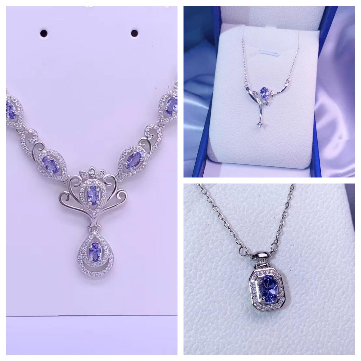 Baceda Tanzanite S925 Silver Necklace Special-Shaped