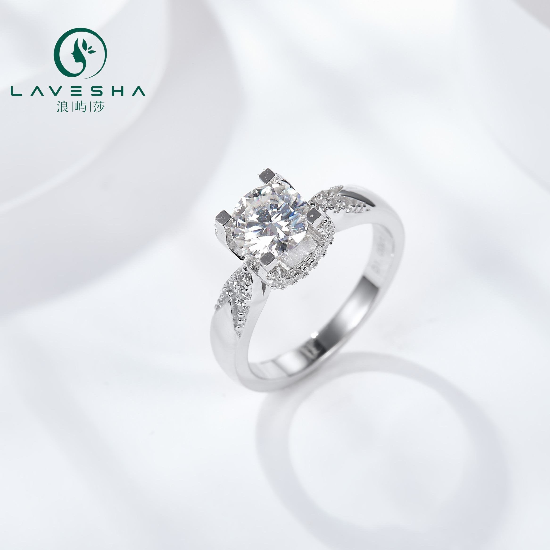 No. 30 LAVESHA RM1018 1.0/2.0 CTW 6A Tuxedo Moissanite 18K S925 Band Ring for Engagement/Anniversary 719