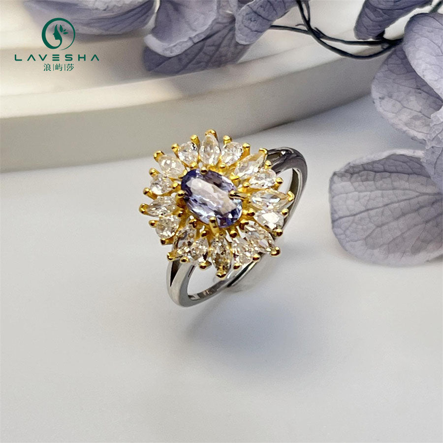 Baceda Tanzanite S925 Silver Rings Special-Shaped