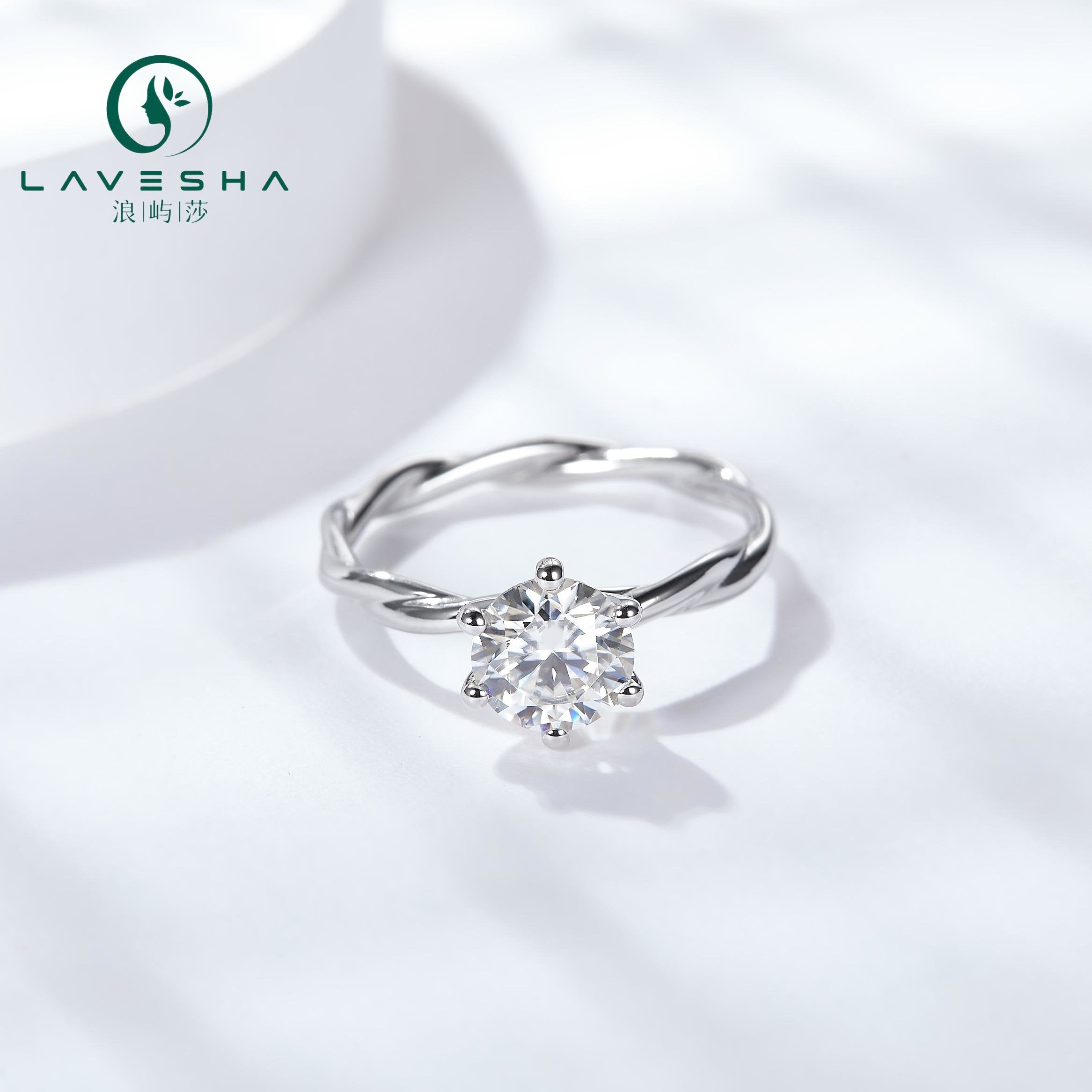 No.23 LAVESHA RM1017 1.0 CTW  Dainty Brilliant Round 6A Moissanite 18K S925 Band Ring  6 Prong for Wedding/Daily Twisted Vined Band 719