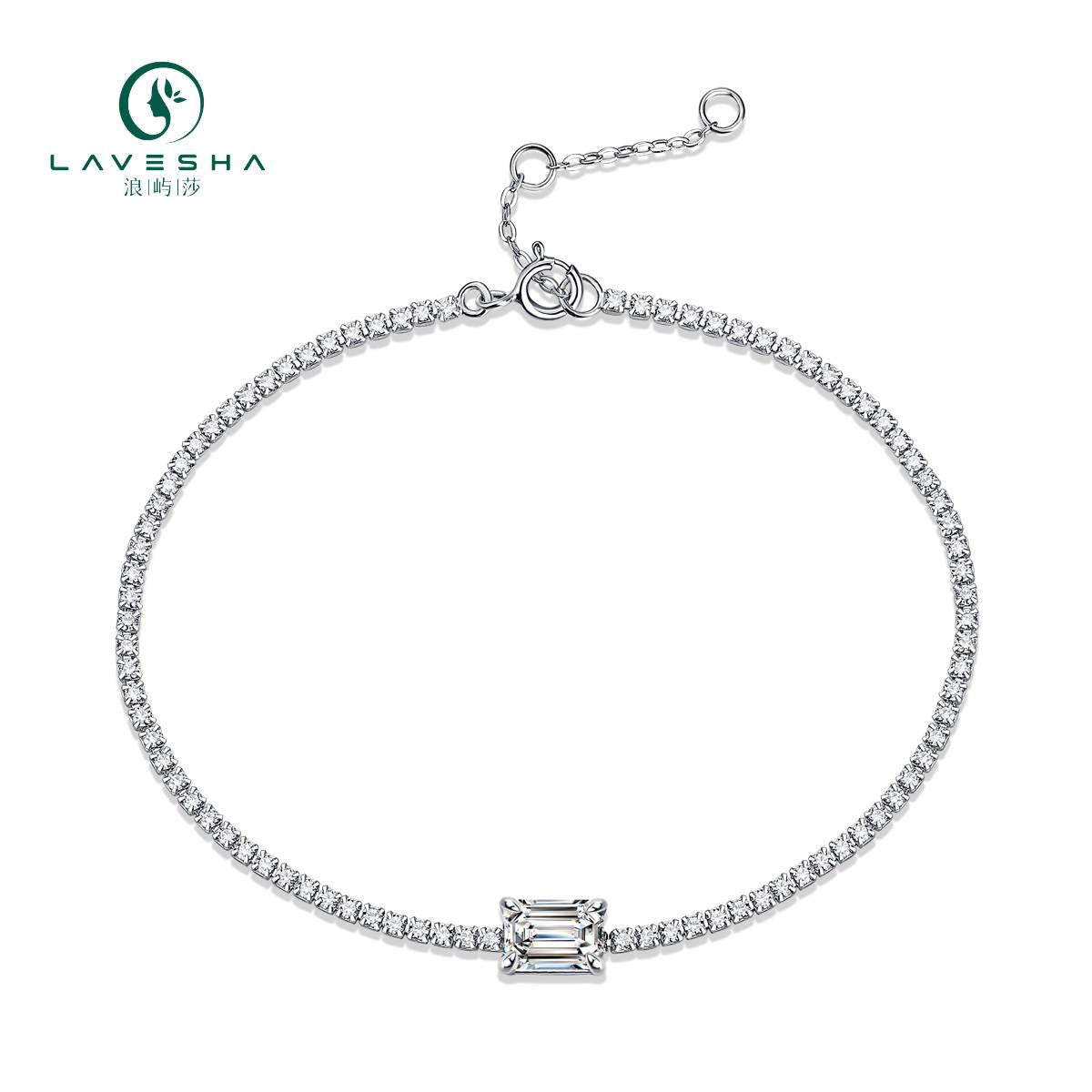 BNo.11 LAVESHA L10742-6.5  1.0 CTW Rectangle Cut 5A Moissanite S925 Chain Bracelet 719