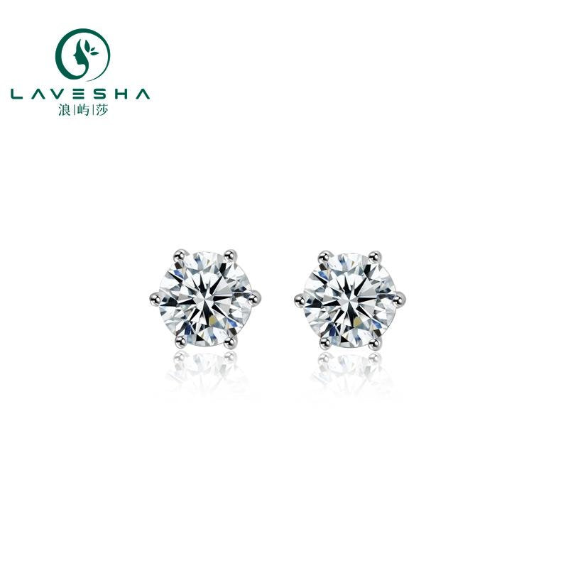 No.1 LAVESHA EM4001 0.3/0.5/1.0 CTW *2 Classical 6 Prong 6A Moissanite 18K S925 Stud Earrings