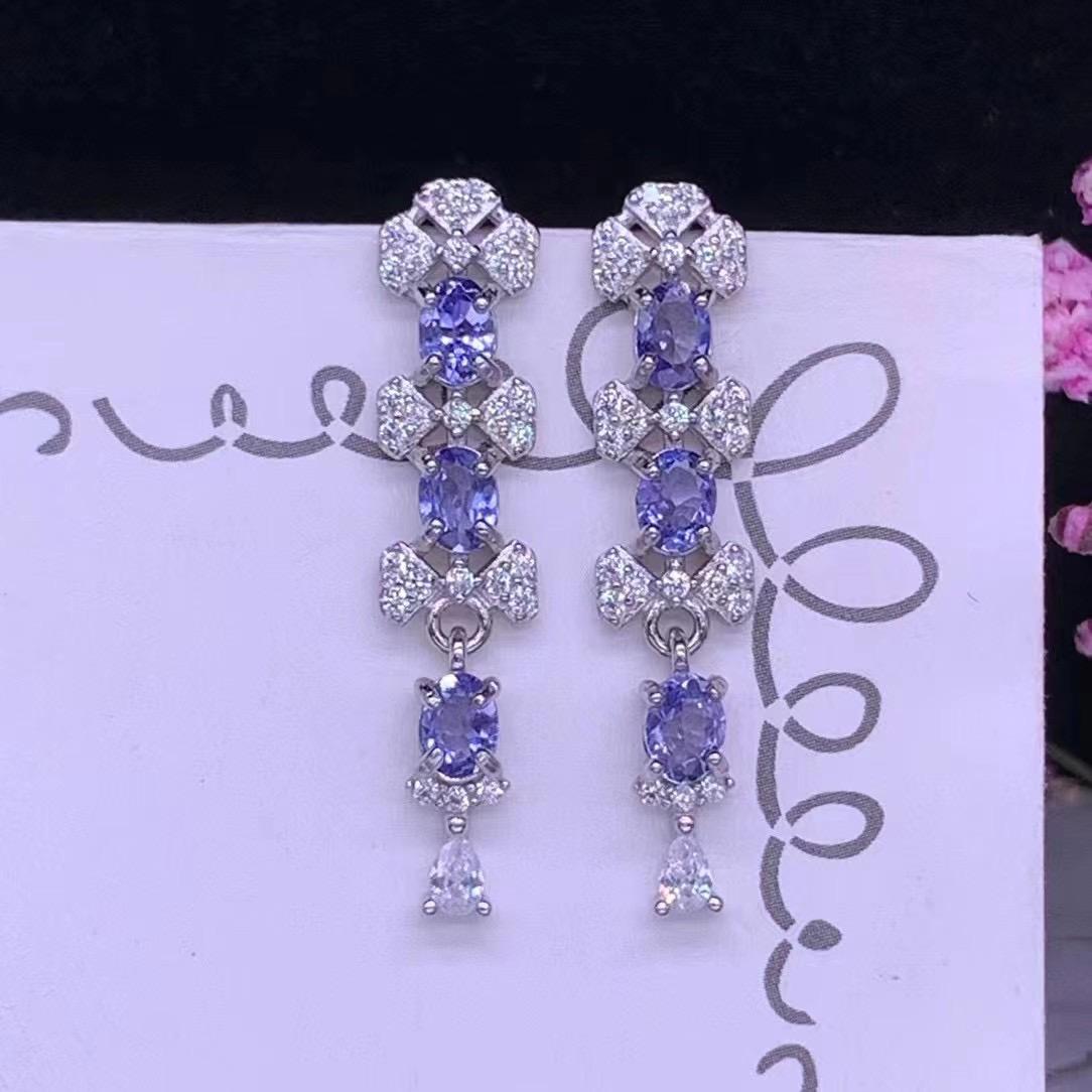 Baceda Tanzanite S925 Silver Earrings Special-Shaped