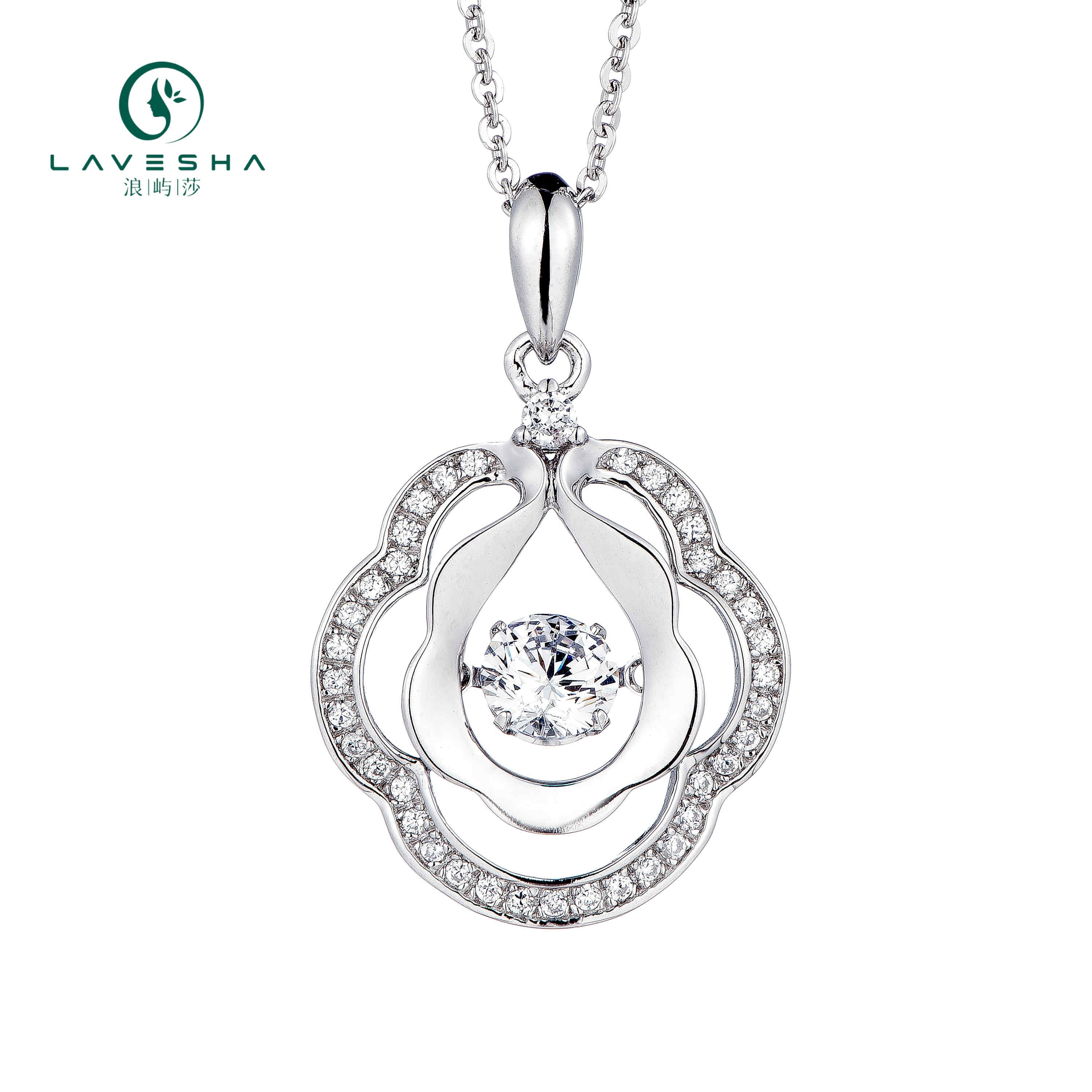 No.47 LAVESHA JP0577 S925 0.5 CTW Moissanite Peony Bourquet Necklace