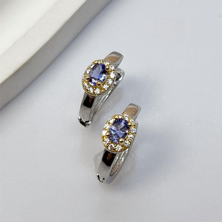 Baceda Tanzanite S925 Silver Earrings Special-Shaped