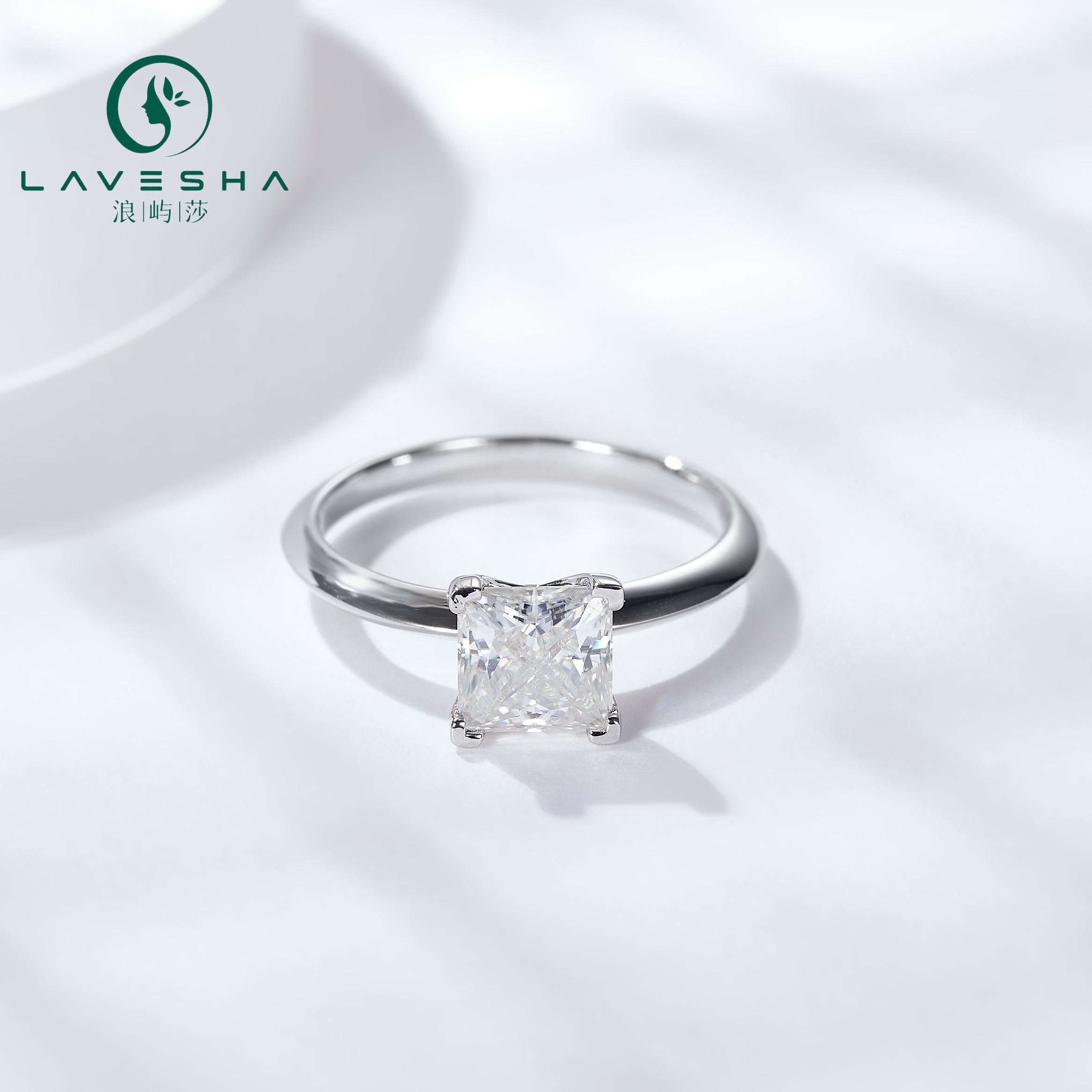 No.34 LAVESHA RM1038 1.2 CTW Classical Princess Cut 6A Moissanite Ring 18K S925 Knife Edge 719