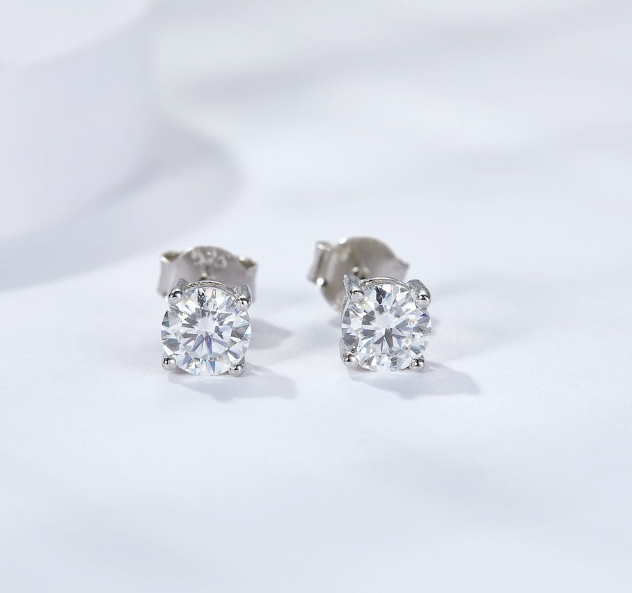 No.5 LAVESHA EM4020 Classical 4 Prongs 0.3/0.5/1.0 CTW*2 6A Moissanite 18K S925 Stud Earrings