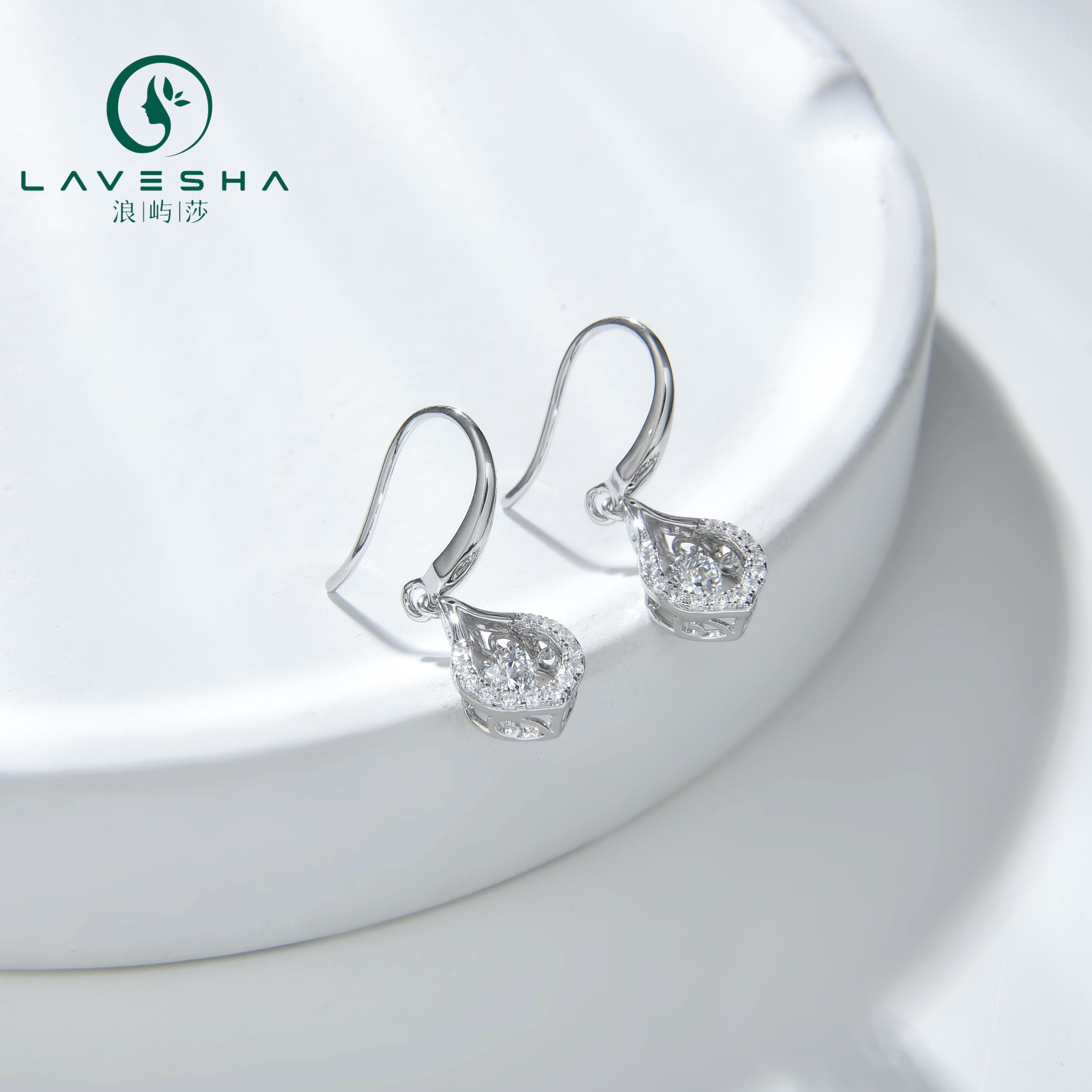 No.30 LAVESHA JE0579C-1  0.3 CTW 6A Moissanite 18K S925Pears-in-pair Hook Earring