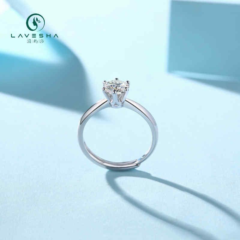 AD3 LAVESHA R9094-6.5 Signature 6 Prongs 1.0 CTW 5A Round Moissanite S925 Adjustable Band Ring