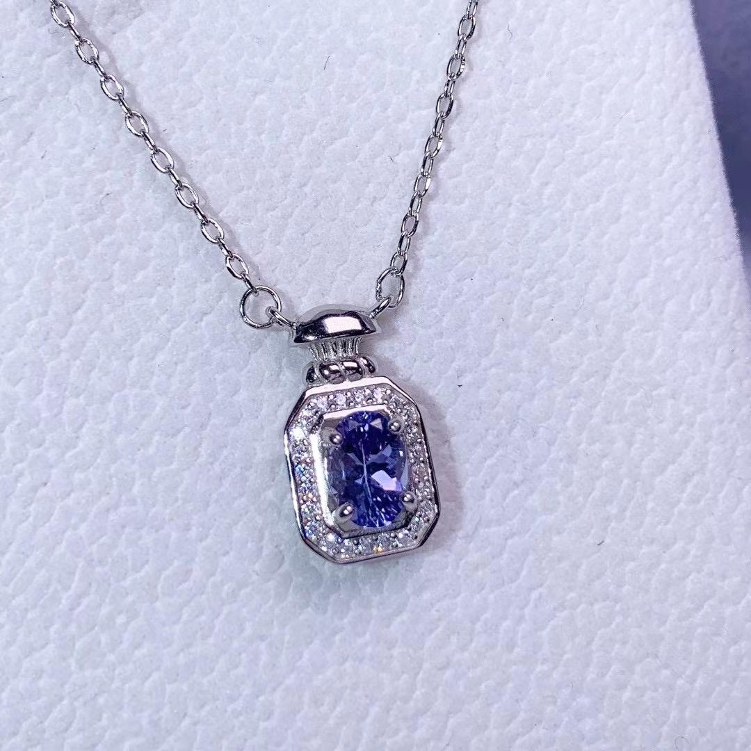 Baceda Tanzanite S925 Silver Necklace Special-Shaped