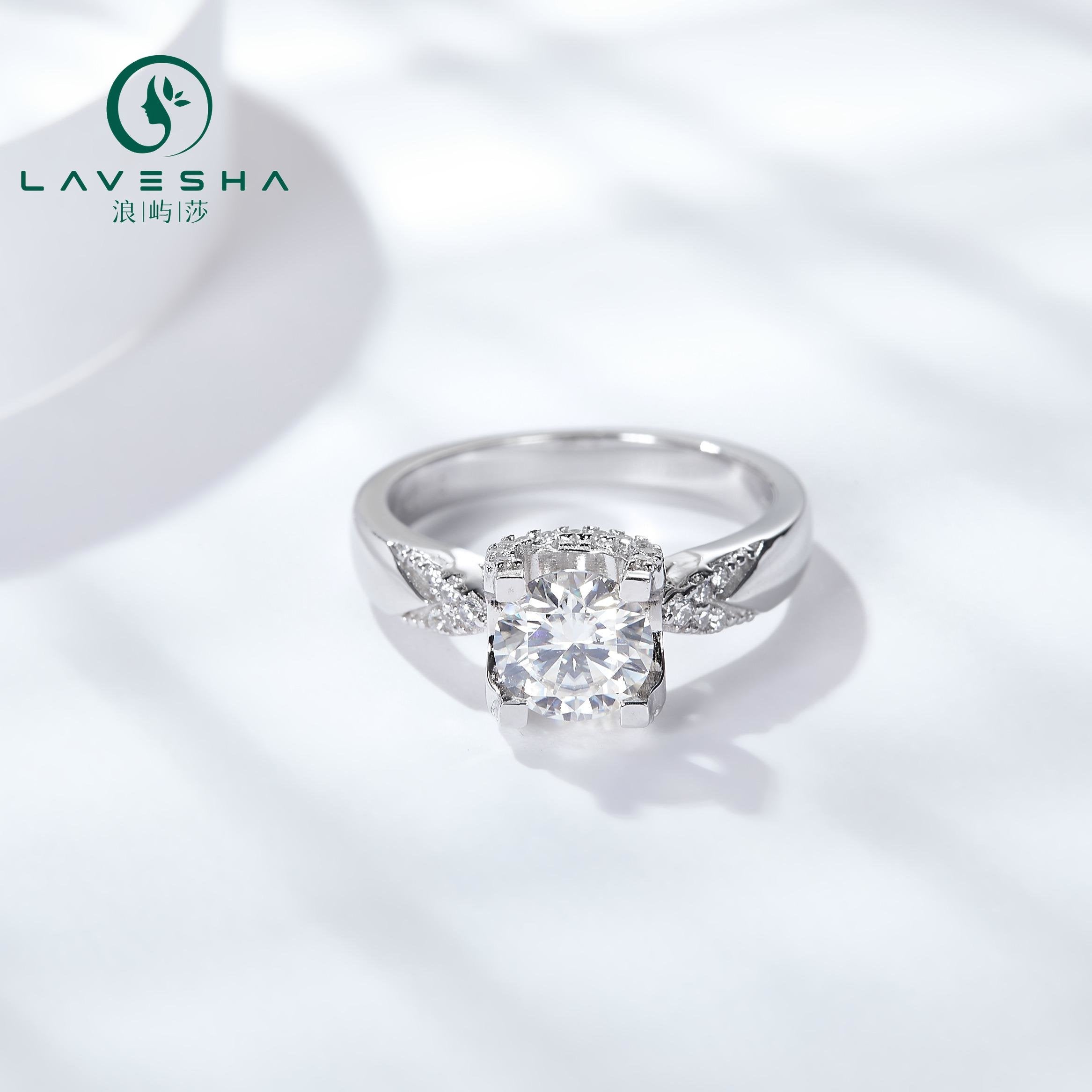 No. 30 LAVESHA RM1018 1.0/2.0 CTW 6A Tuxedo Moissanite 18K S925 Band Ring for Engagement/Anniversary 719