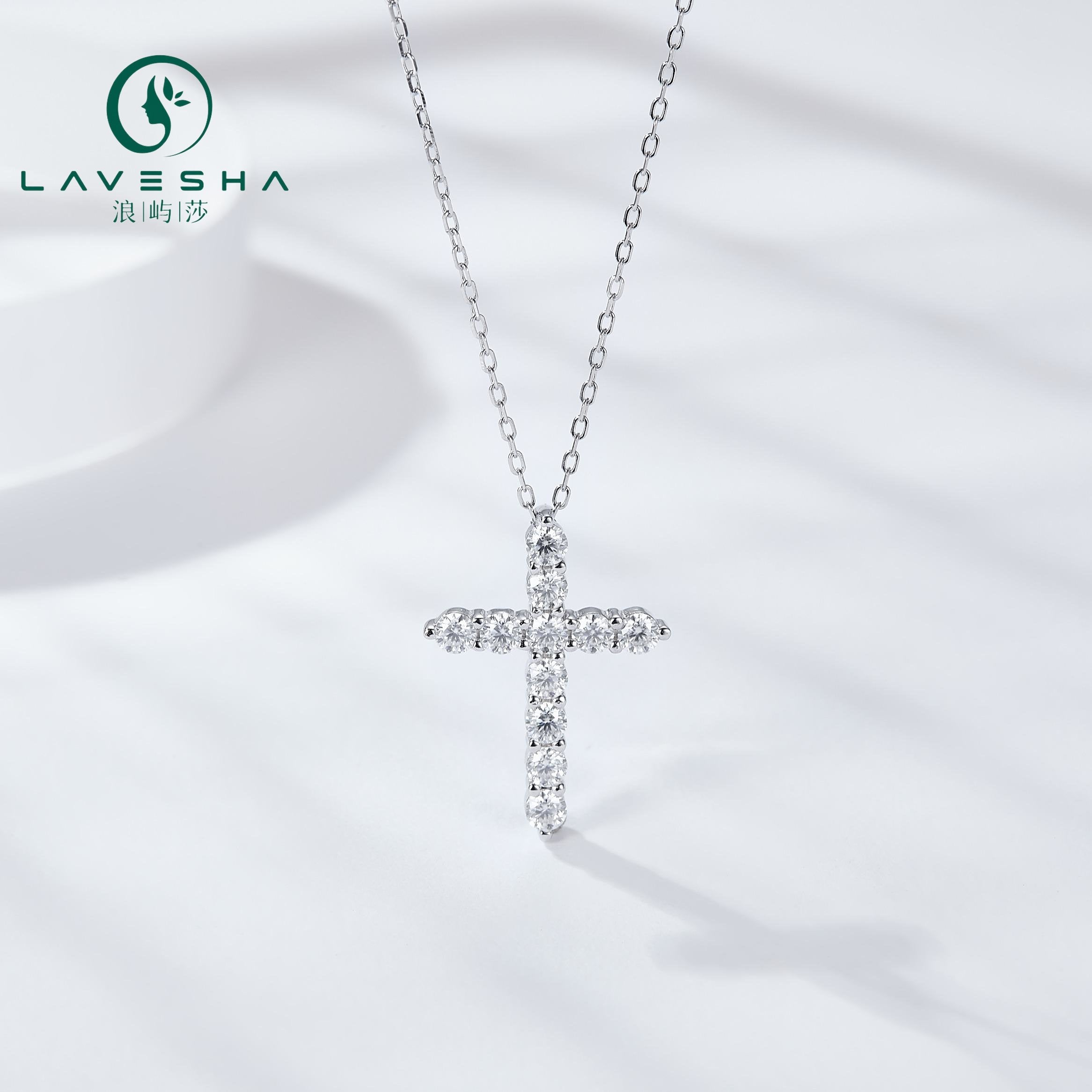 No.34 LAVESHA PM5004O S925 Cross Moissanite Necklace