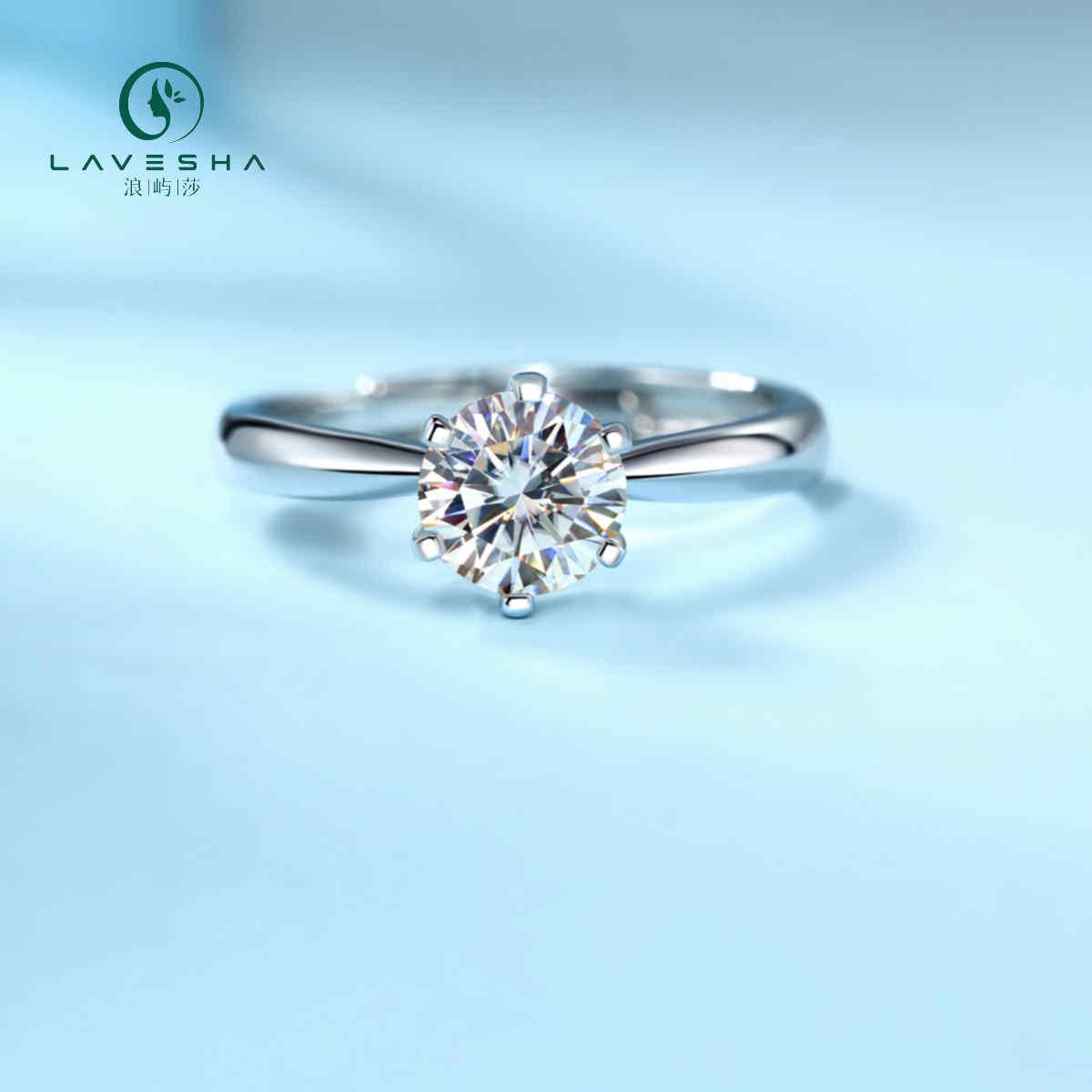 AD3 LAVESHA R9094-6.5 Signature 6 Prongs 1.0 CTW 5A Round Moissanite S925 Adjustable Band Ring