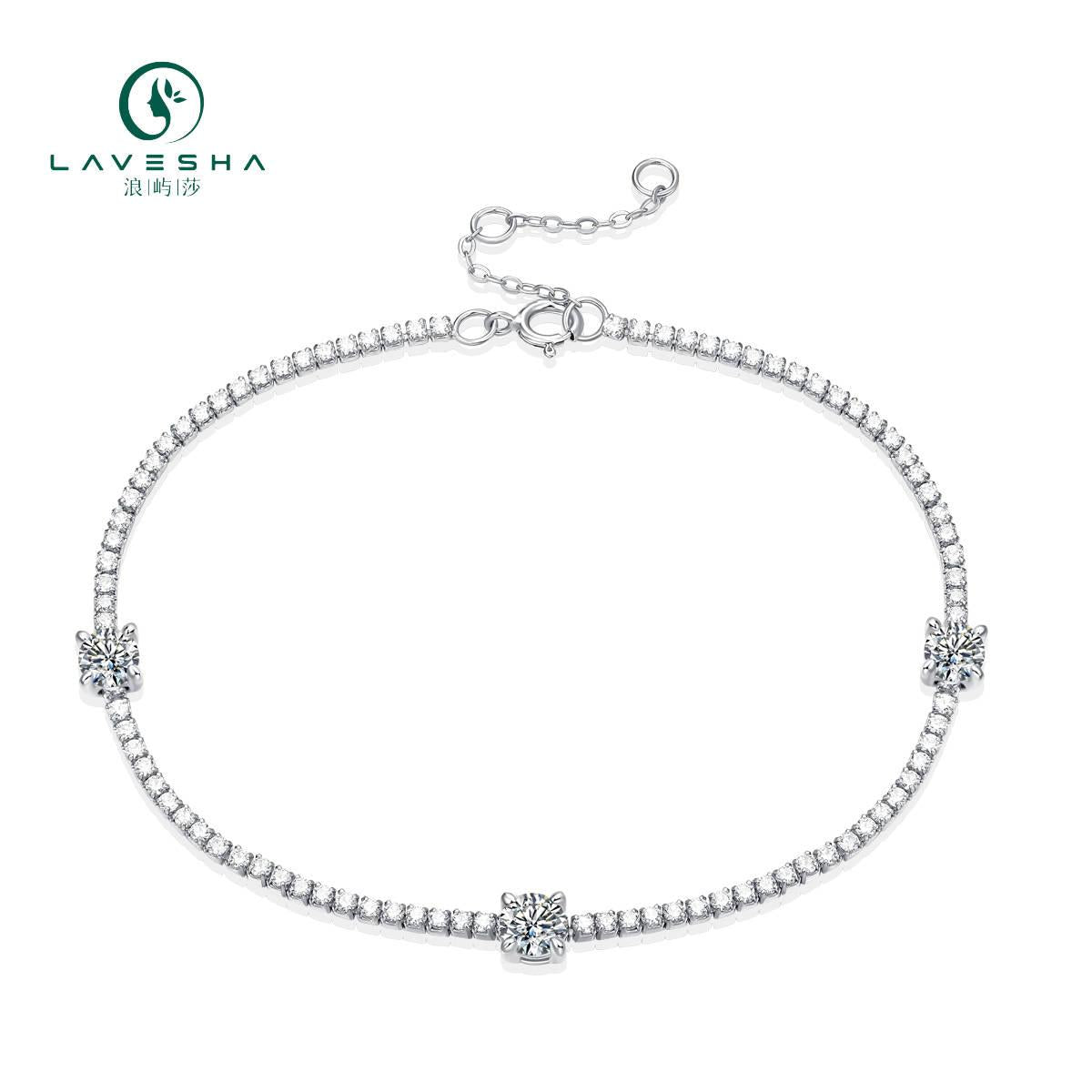 BNo.10 LAVESHA L11817-3.0 S925 0.3*3 CTW 5A Moissanite S925 Chain Bracelet 719