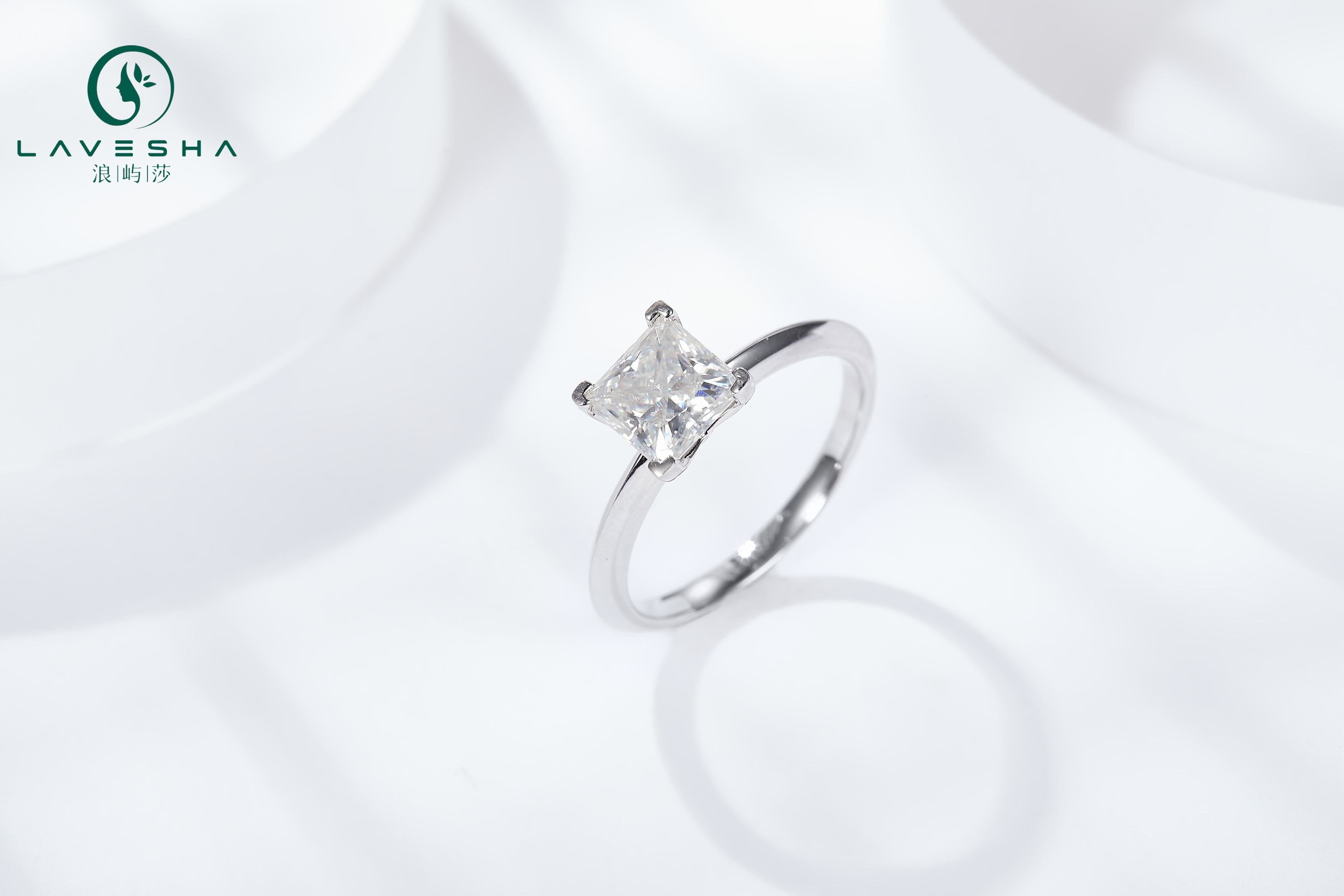 No.34 LAVESHA RM1038 1.2 CTW Classical Princess Cut 6A Moissanite Ring 18K S925 Knife Edge 719