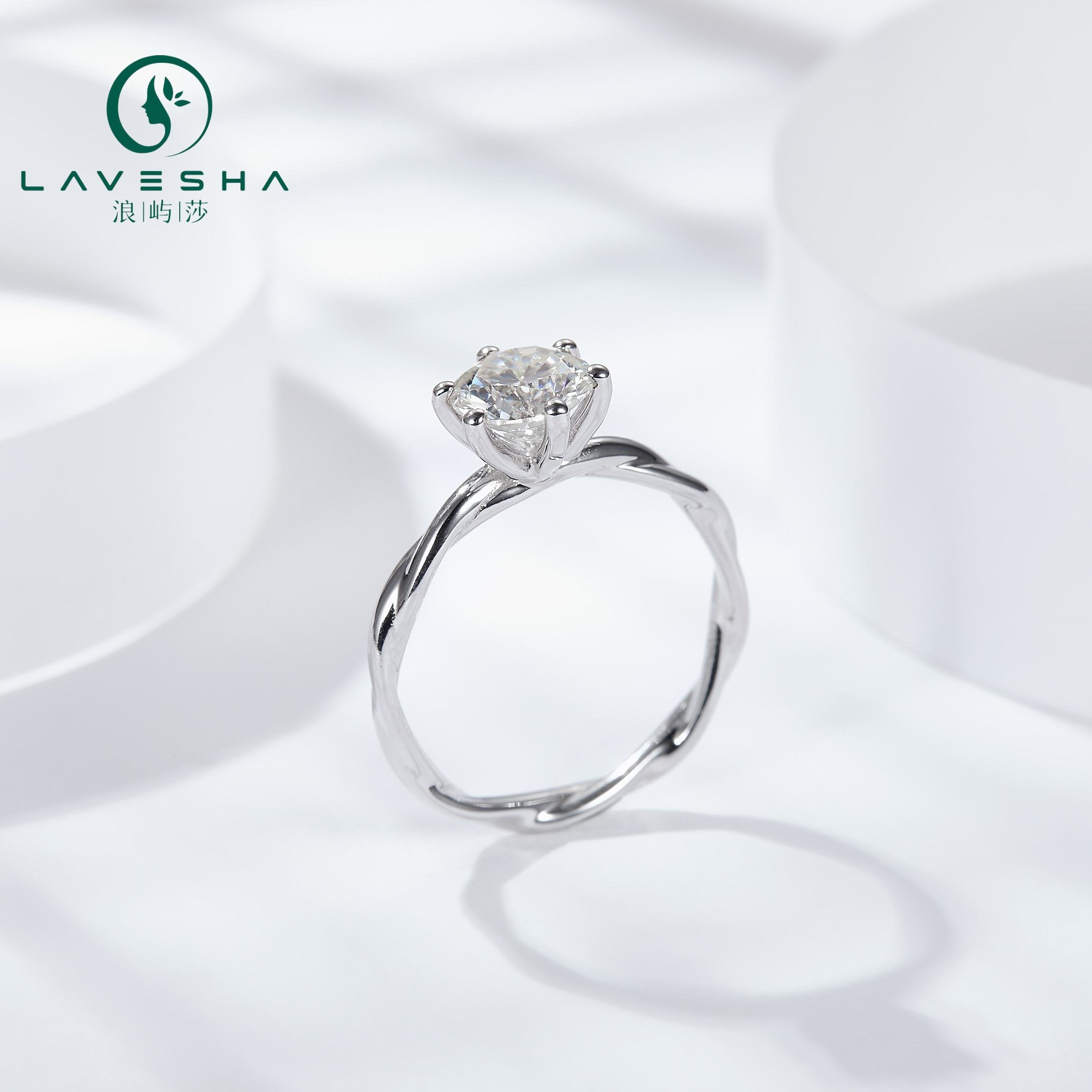 No.23 LAVESHA RM1017 1.0 CTW  Dainty Brilliant Round 6A Moissanite 18K S925 Band Ring  6 Prong for Wedding/Daily Twisted Vined Band 719