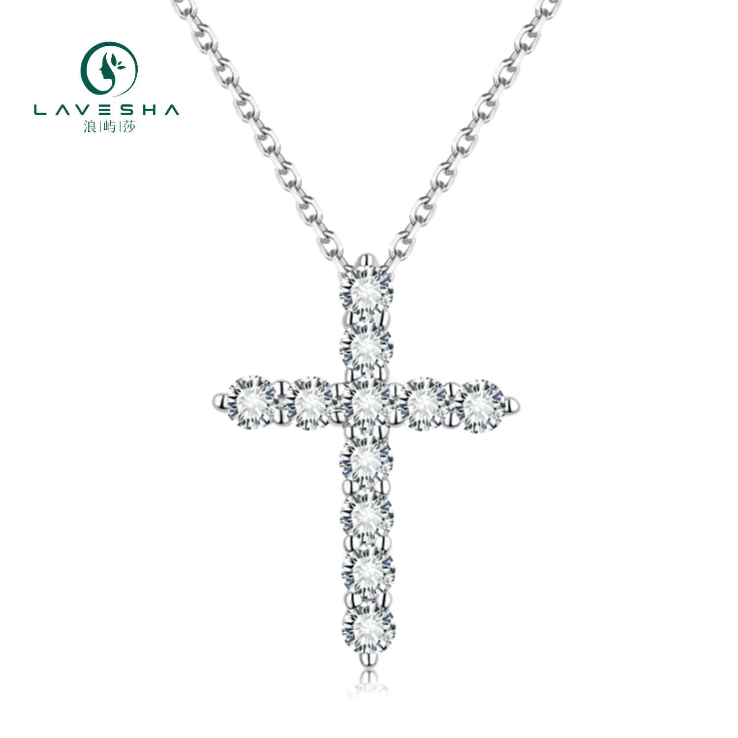 No.34 LAVESHA PM5004O S925 Cross Moissanite Necklace