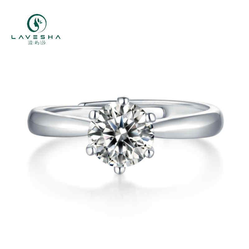 AD3 LAVESHA R9094-6.5 Signature 6 Prongs 1.0 CTW 5A Round Moissanite S925 Adjustable Band Ring