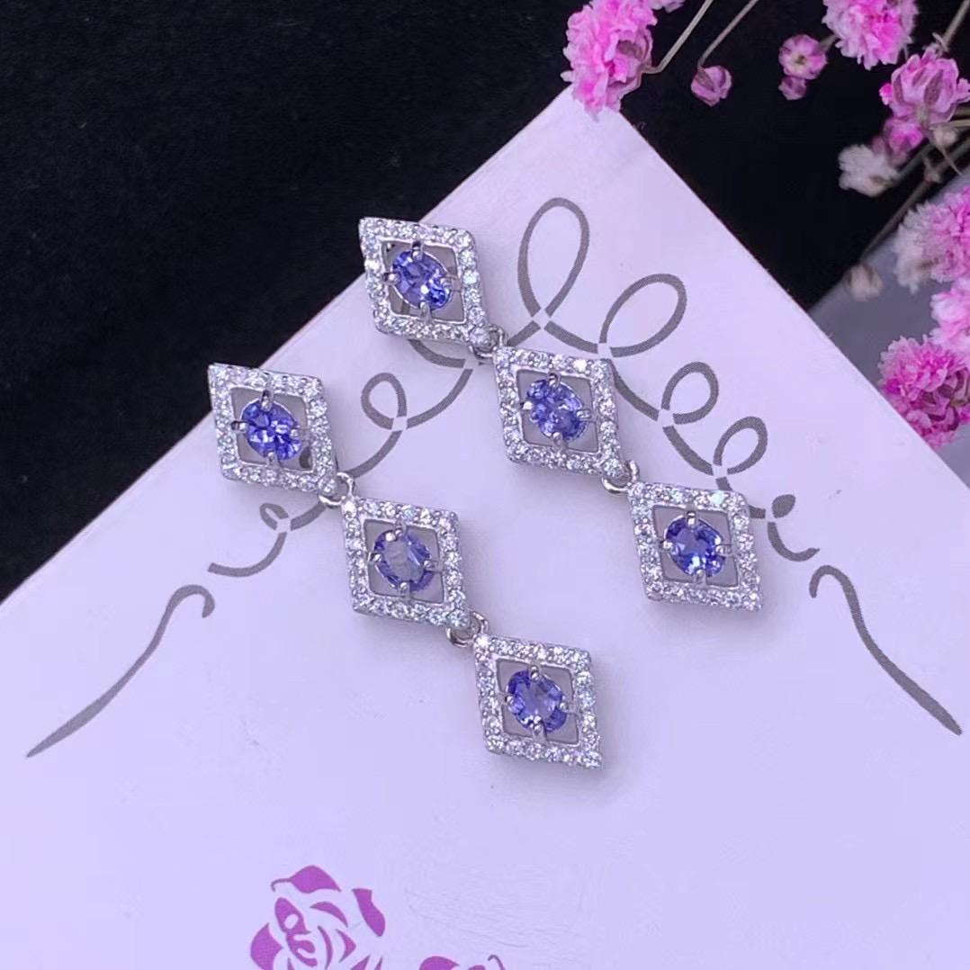 Baceda Tanzanite S925 Silver Earrings Special-Shaped