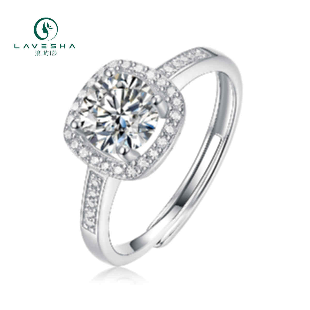 LAVESHA Women 1.0 CTW Round Moissanite S925 Adjustable Band Ring