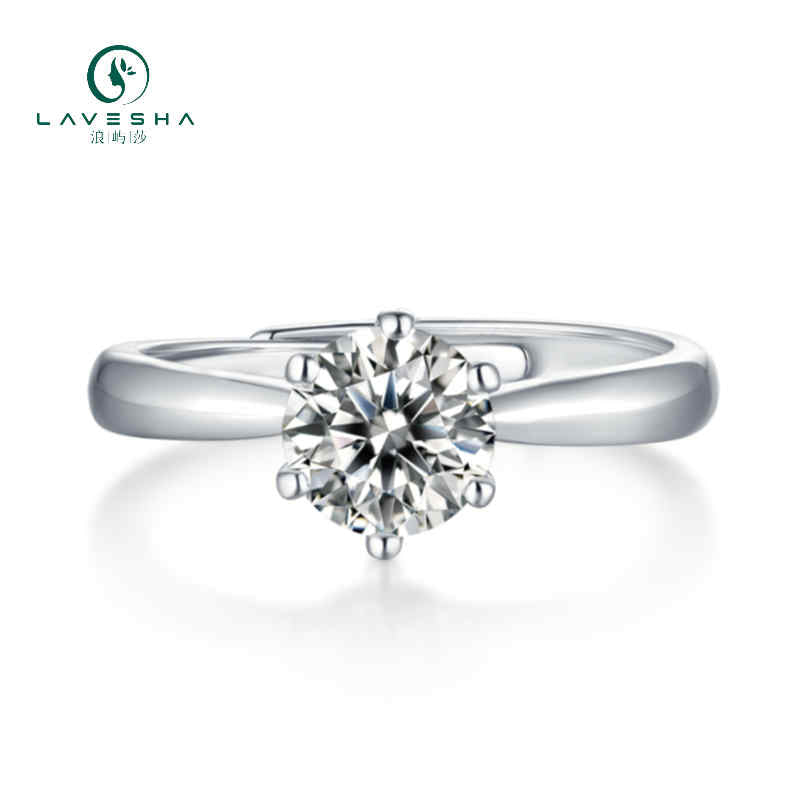 LAVESHA Women 1.0 CTW Round Moissanite S925 Adjustable Band Ring