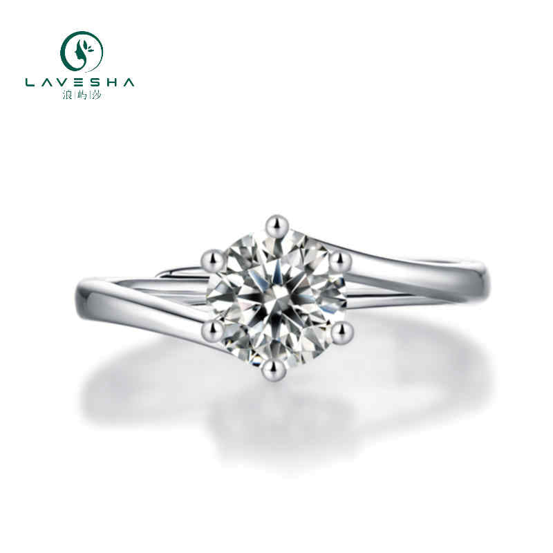 LAVESHA Women 1.0 CTW Round Moissanite S925 Adjustable Band Ring