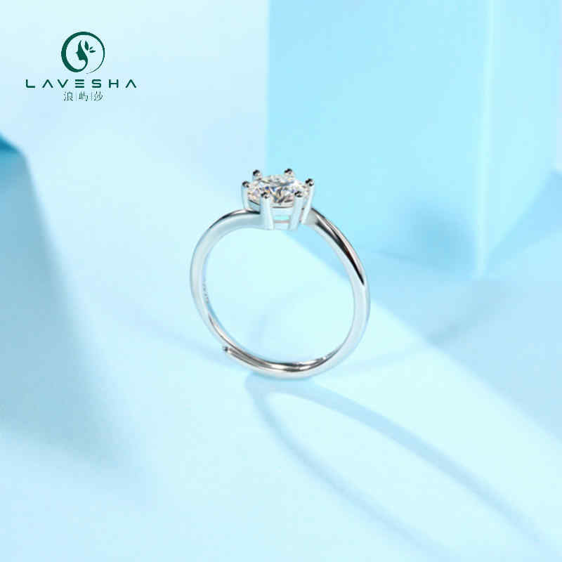 LAVESHA Women 1.0 CTW Round Moissanite S925 Adjustable Band Ring