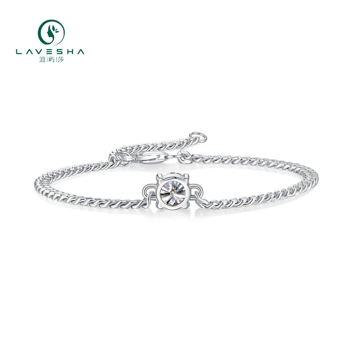 BNo.12 LAVESHA L13382-6.5  1.0 CTW 5A Moissanite S925 Cuba Chain Bracelet