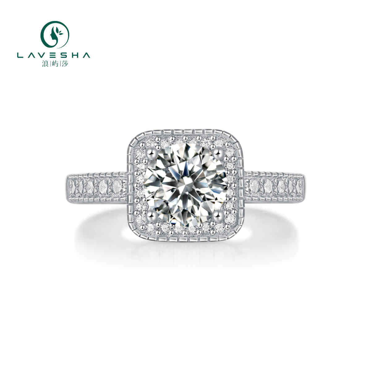 LAVESHA Women 1.0 CTW Round Moissanite S925 Adjustable Band Ring