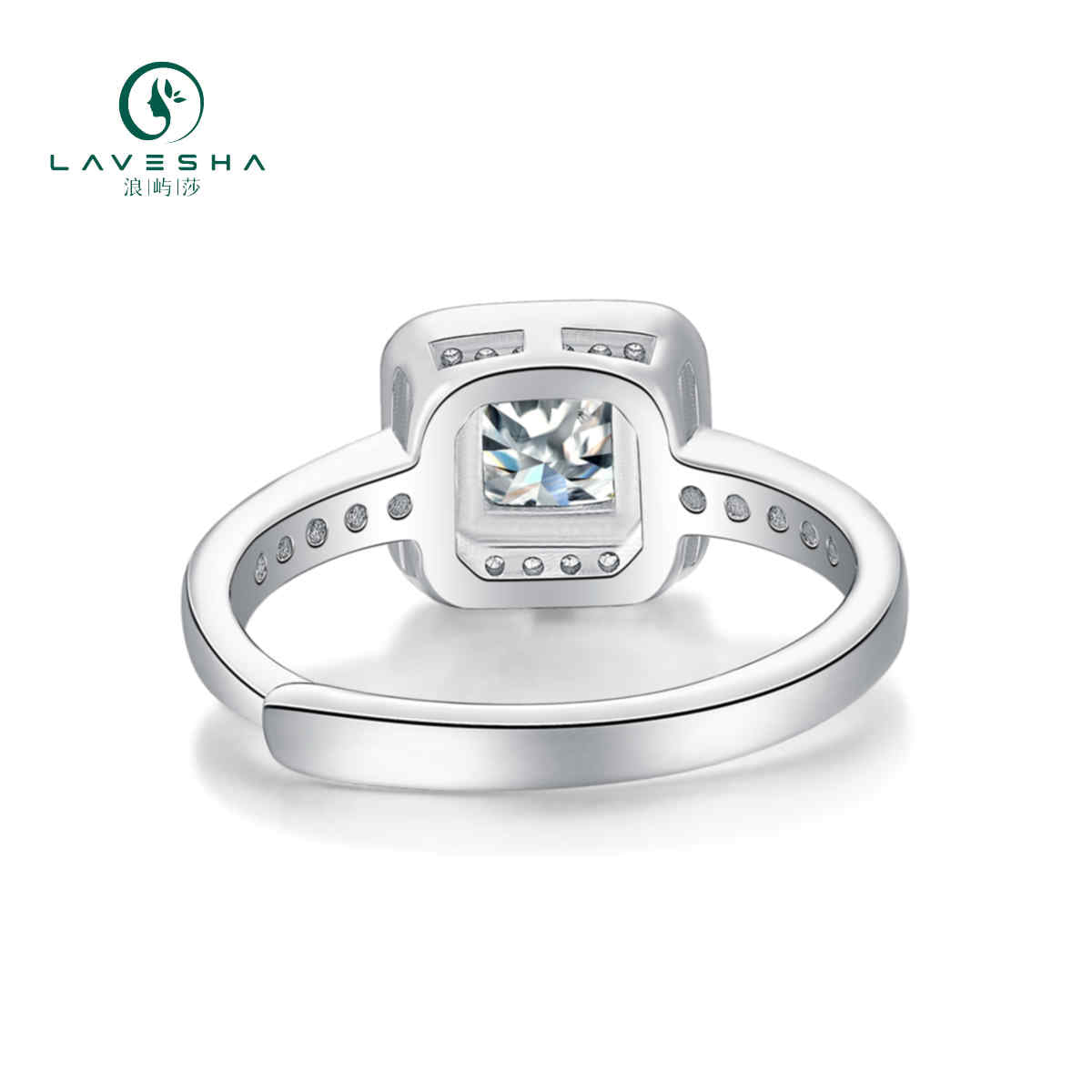 LAVESHA Women 1.0 CTW Round Moissanite S925 Adjustable Band Ring