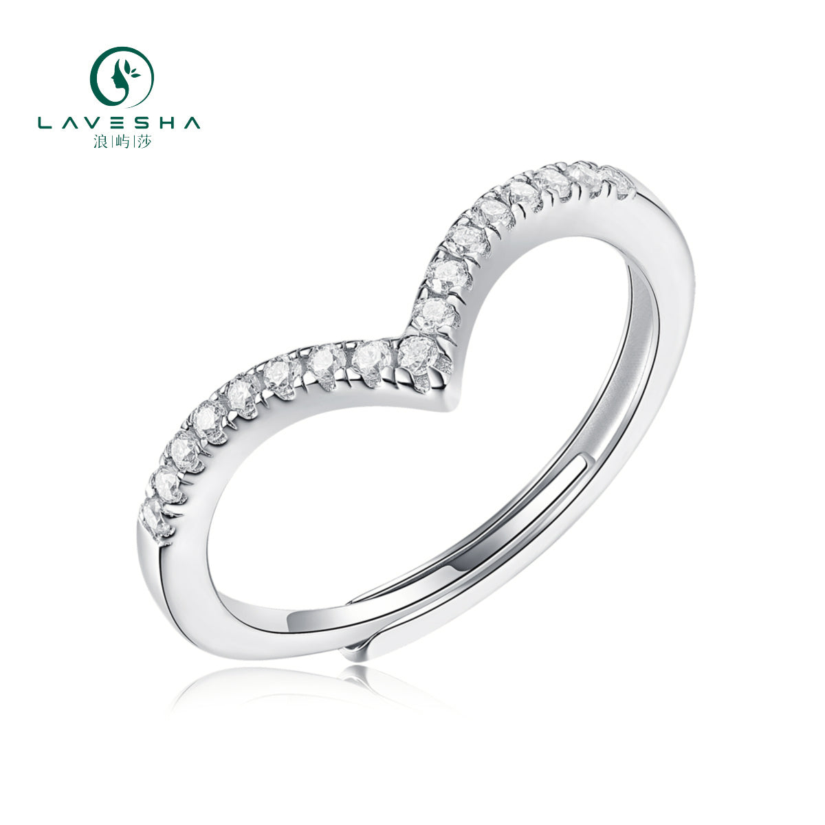 AD2 LAVESHA 5A Micro Pavé Moissanite S925 Adjustable Half Eternity Band Ring