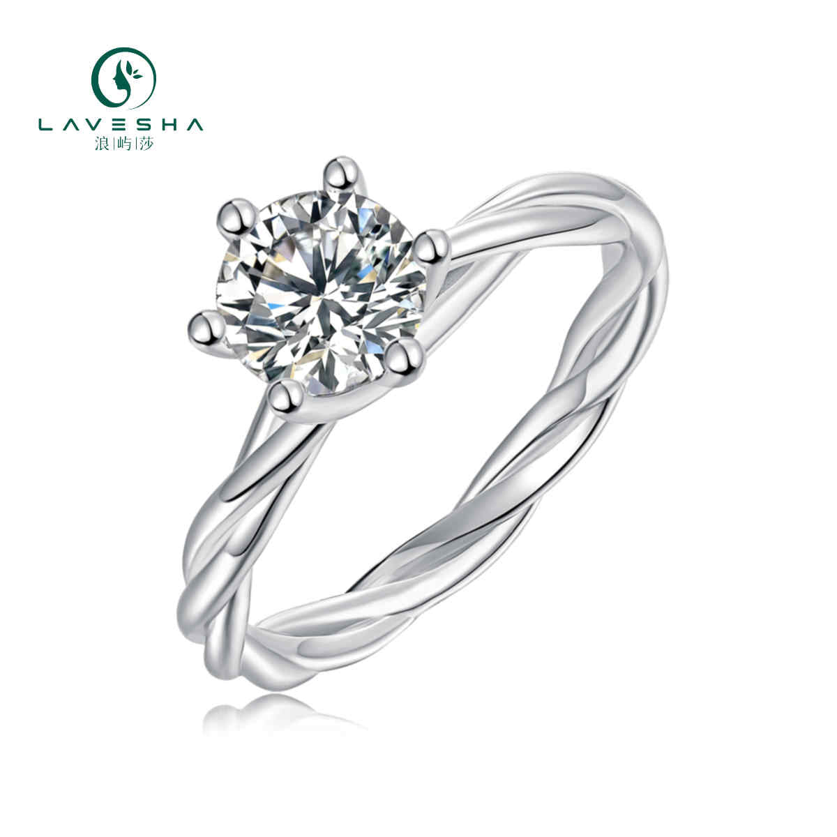 LAVESHA Women 1.0 CTW Round Moissanite S925 Adjustable Band Ring