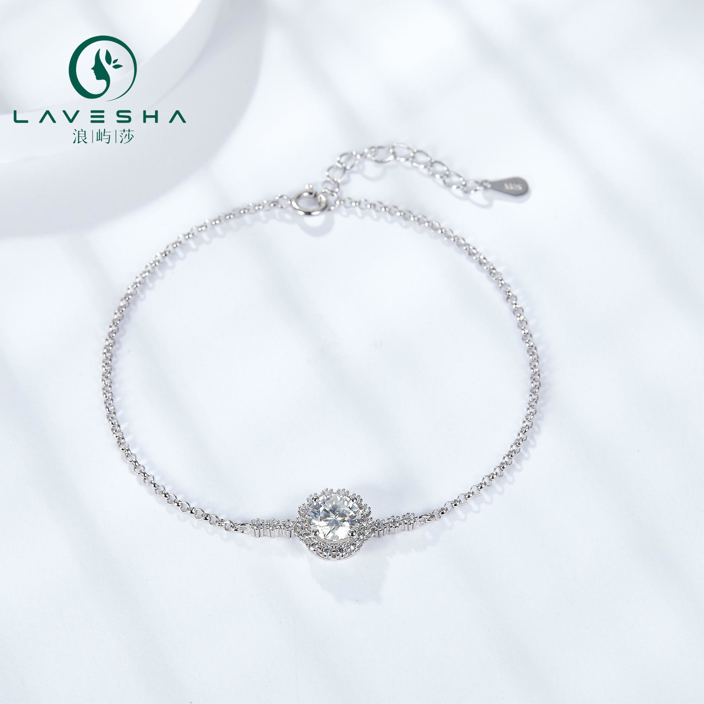 BNo.2 LAVESHA BM6008A Ferris Wheel 5A Moissanite S925 Chain Bracelet 1 CTW Adjustable Length